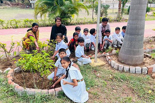 Plantation and Awareness it make environment green was done in Maharishi Vidya Mandir Vijay Nagar Jabalpur.